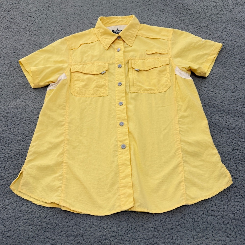Habit Shirt Womens Medium Yellow Short Sleeve Fishing Solar Factor 30+